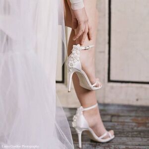 Elegant White Floral Women's Heels